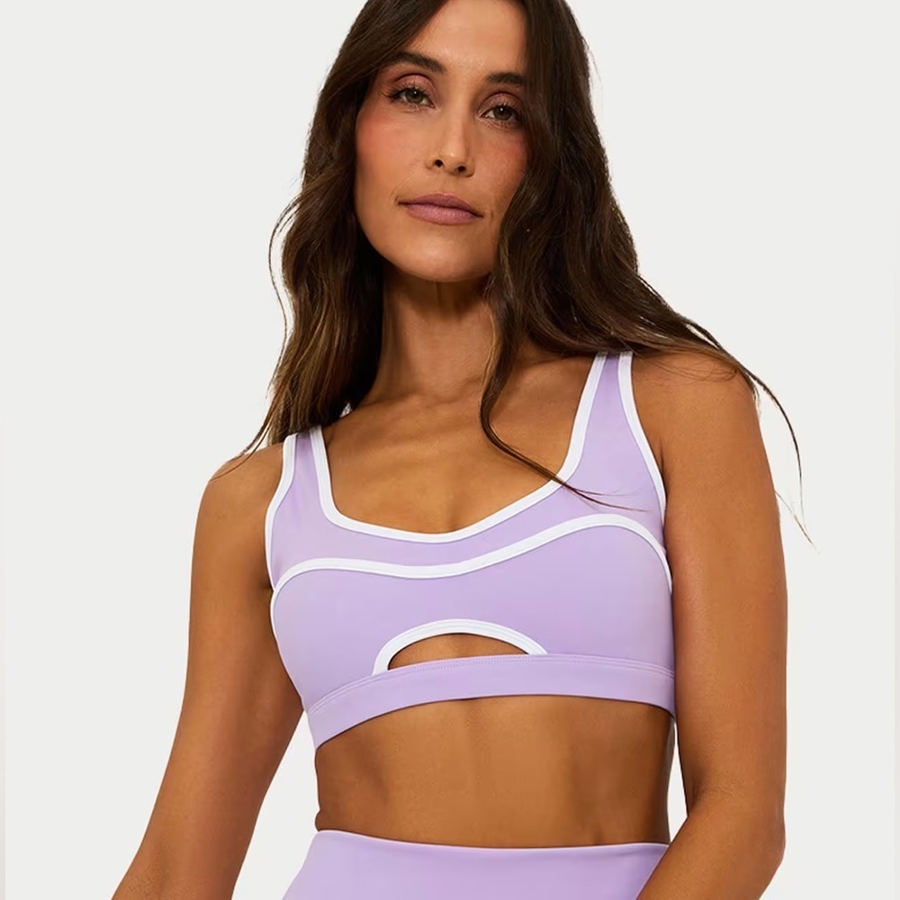 NWOT Beach Riot Sport Moxie Active Top French Lavender White Trim Size Large